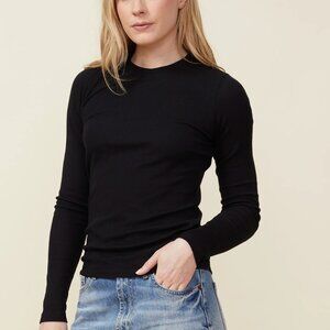 Monrow Long Sleeve Thermal Tee in Black